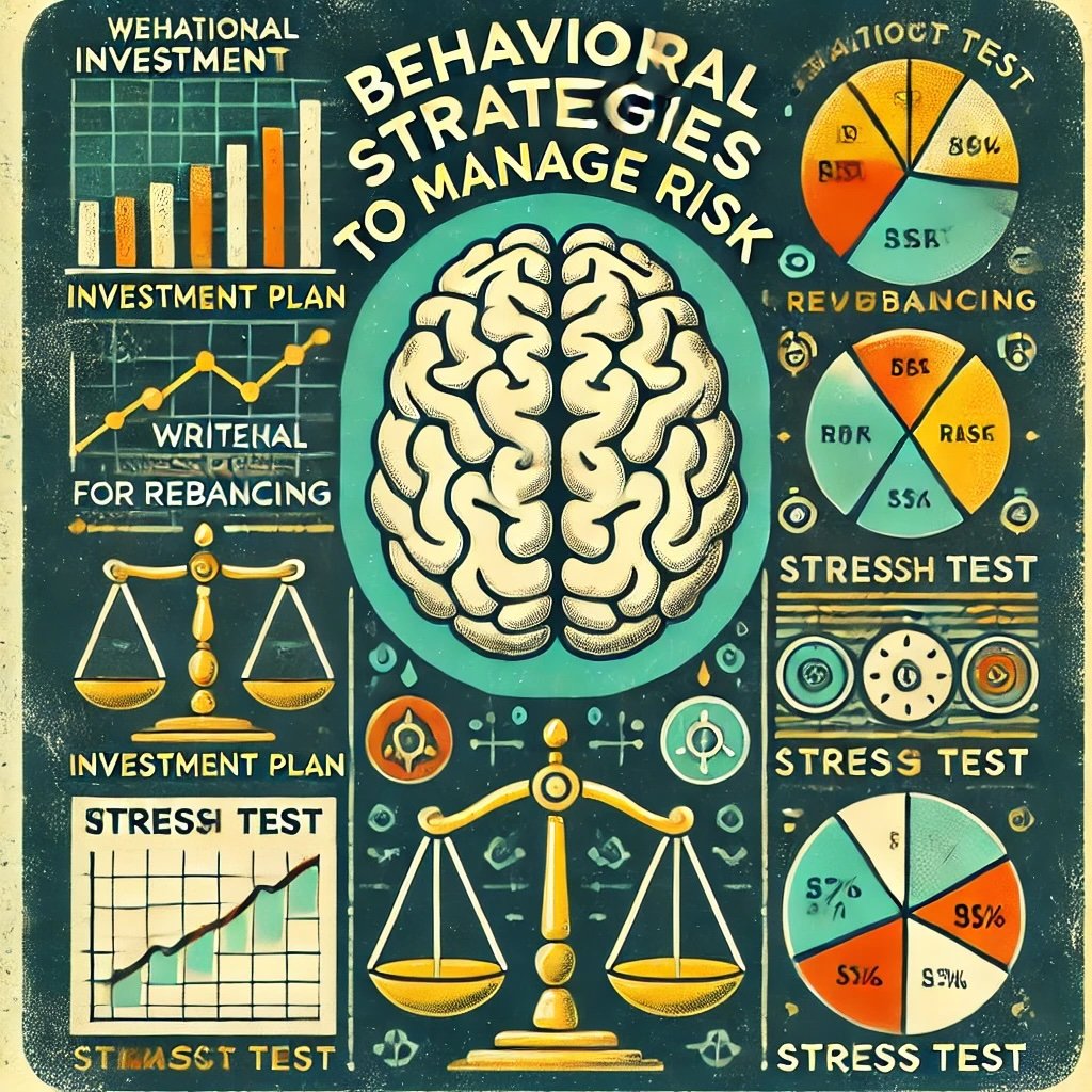 Behavioral Strategies to Manage Risk emphasizes the psychological foundation of sound investing highlights tools like maintaining an investment plan, rebalancing, stress testing