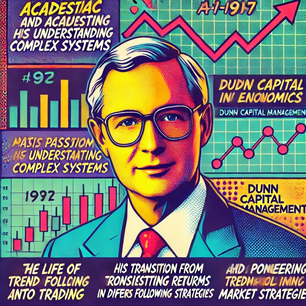 Bill Dunn's journey from academia to becoming a pioneer in trend-following trading and the founder of Dunn Capital Management his passion for understanding complex systems, his mathematical background, and his success in delivering consistent returns through systematic trading strategies. 