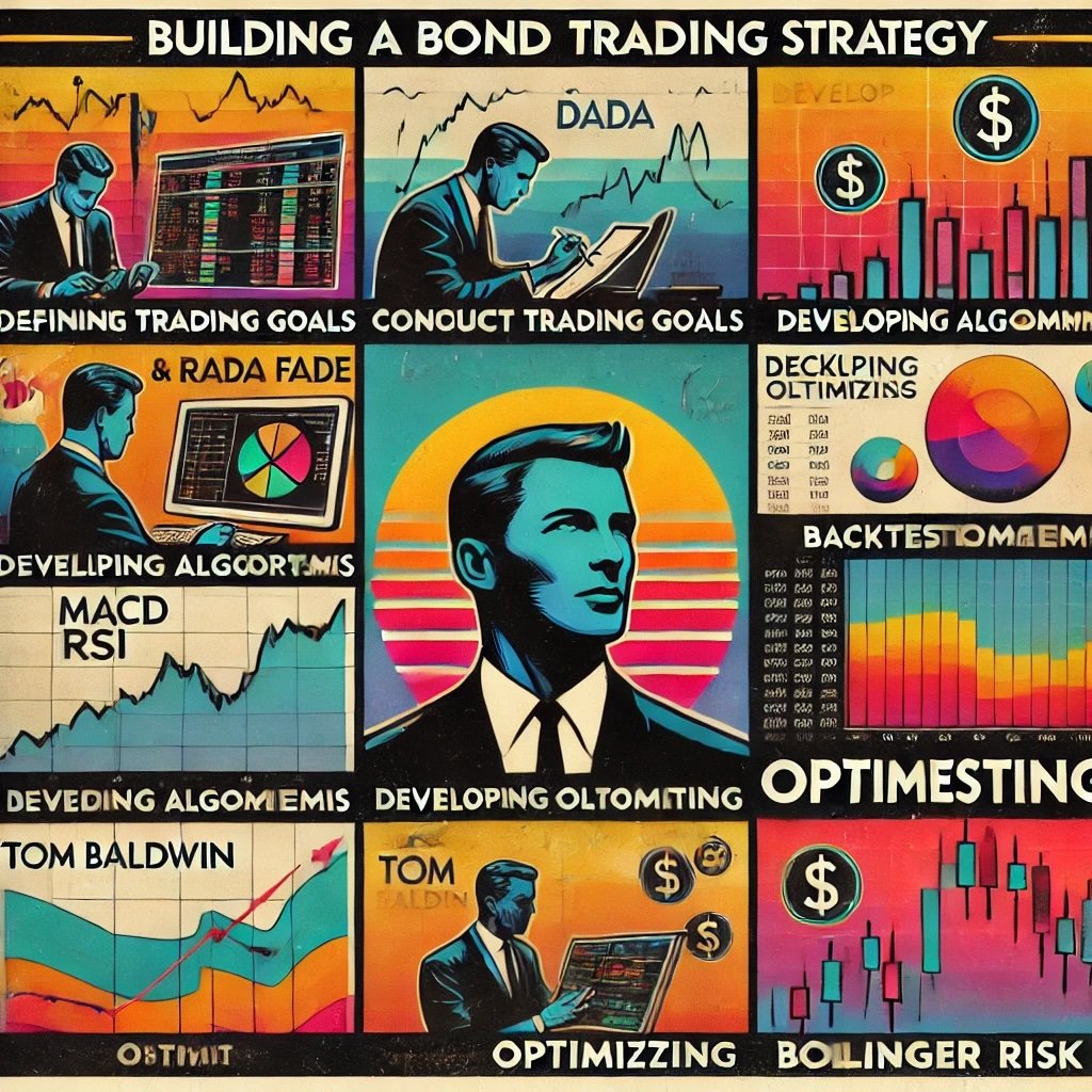 building a bond trading strategy inspired by Tom Baldwin step-by-step process, highlighting key elements like market analysis, algorithm development, and risk management