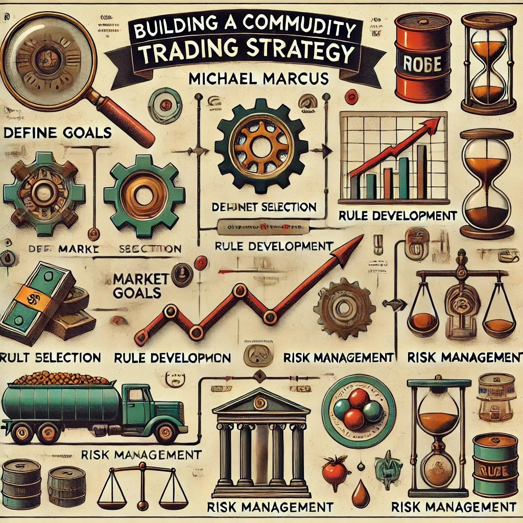 Building a Commodity Trading Strategy inspired by Michael Marcus defining goals, market selection, analysis, rule development and risk management 