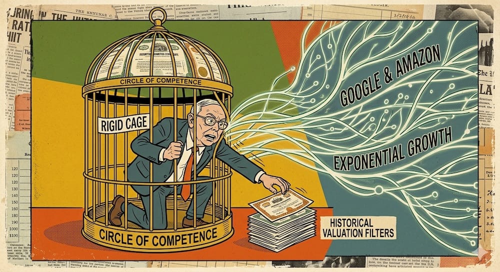 El sesgo del círculo de competencia de Charlie Munger: Cuando las reglas tradicionales aíslan del crecimiento exponencial Un inversor atrapado en una jaula dorada mientras redes digitales y flujos de datos pasan de largo