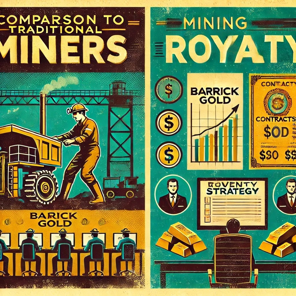 Comparison to Traditional Miners contrasts operational focus of traditional mining companies with financial strategy of royalty firms traditional miners manage the entire mining lifecycle, facing operational risks and reaping direct profits. In contrast, royalty companies focus on financing and collecting revenue streams, relying on skilled project selection for stable returns.