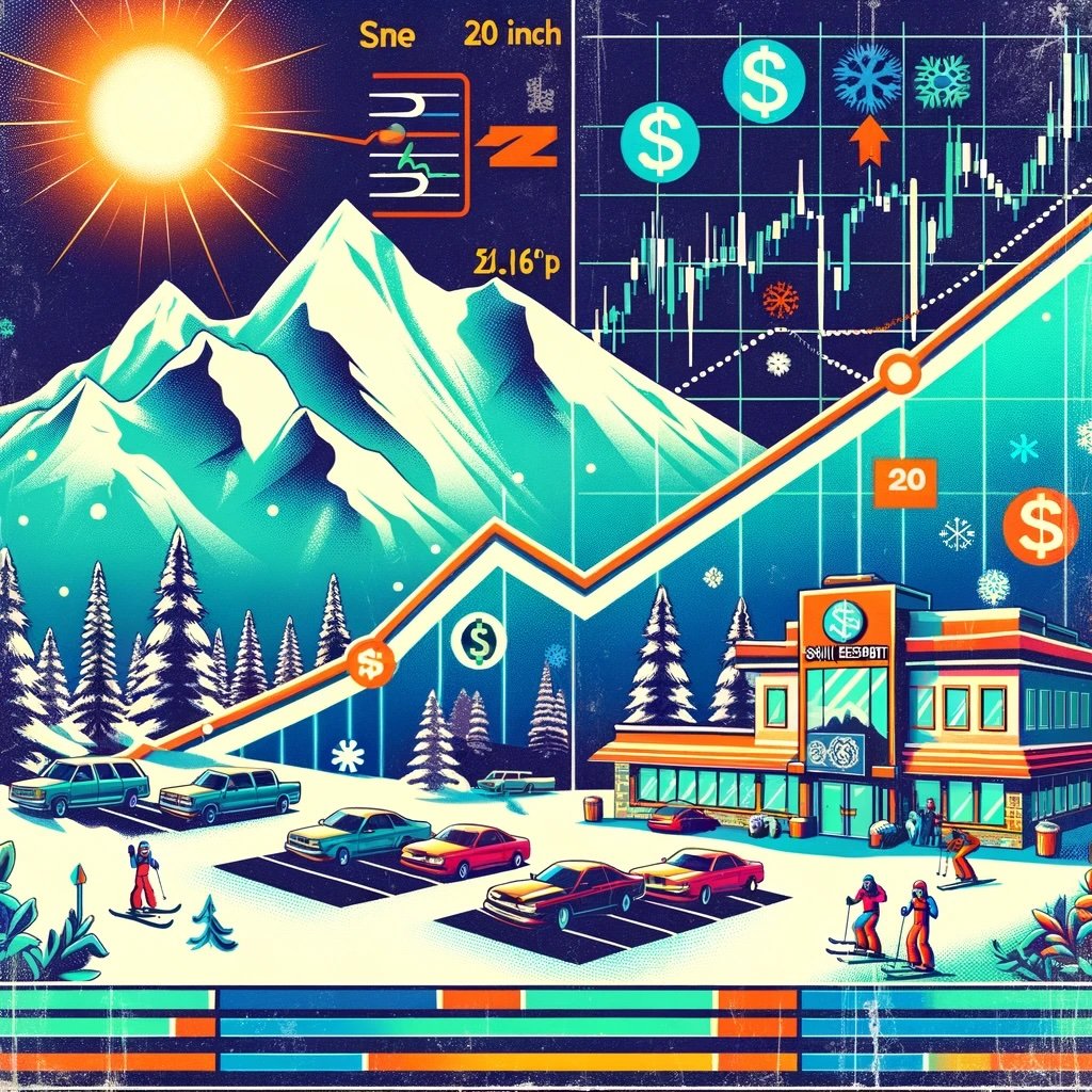 concept of weather derivatives with a ski resort scenario visually explains the payout mechanism for snowfall below a certain threshold