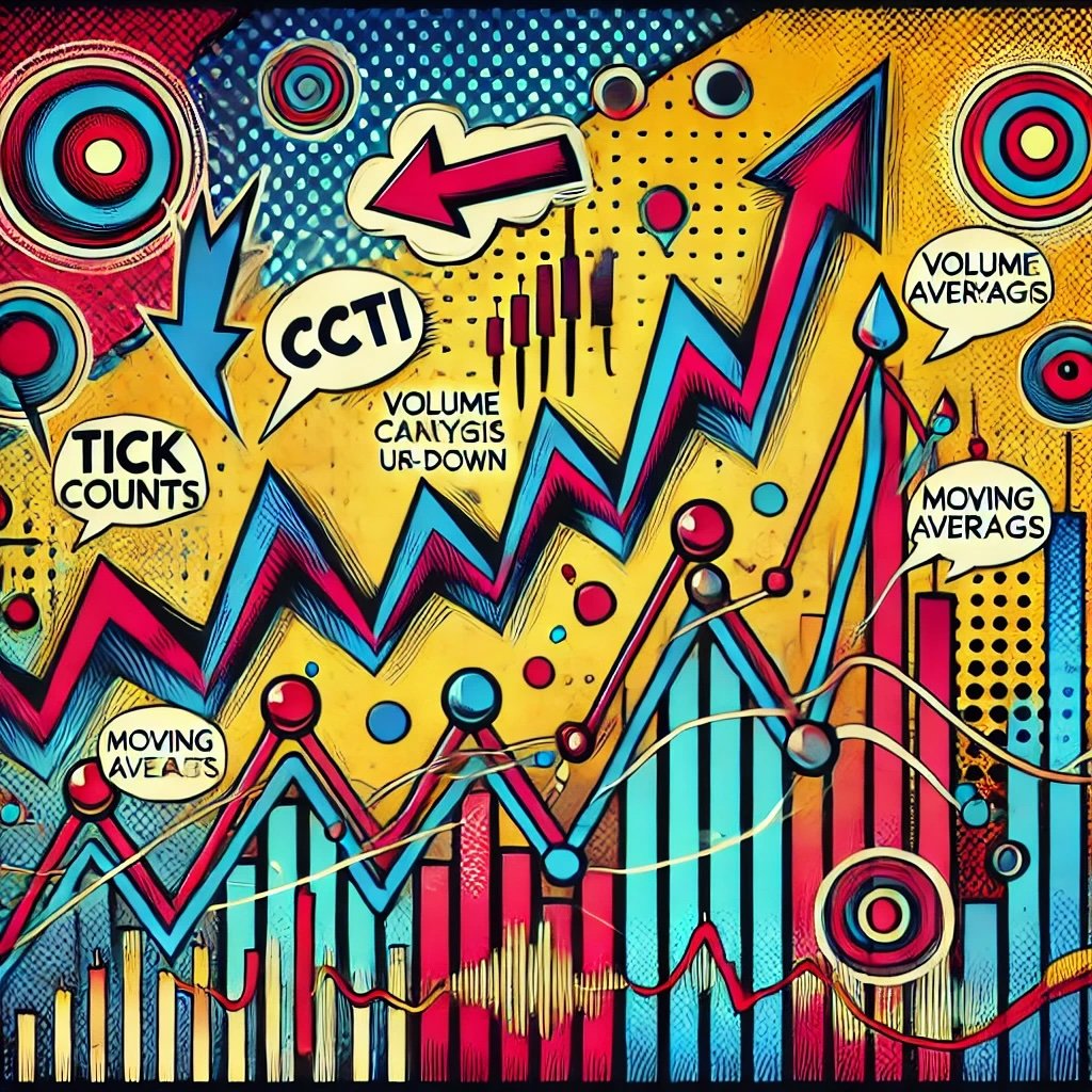 Cook Cumulative Tick Indicator (CCTI) incorporates the elements of tick counts, volume analysis, moving averages, and the Relative Strength Index (RSI) capturing the essence of Mark Cook's unique trading strategies.