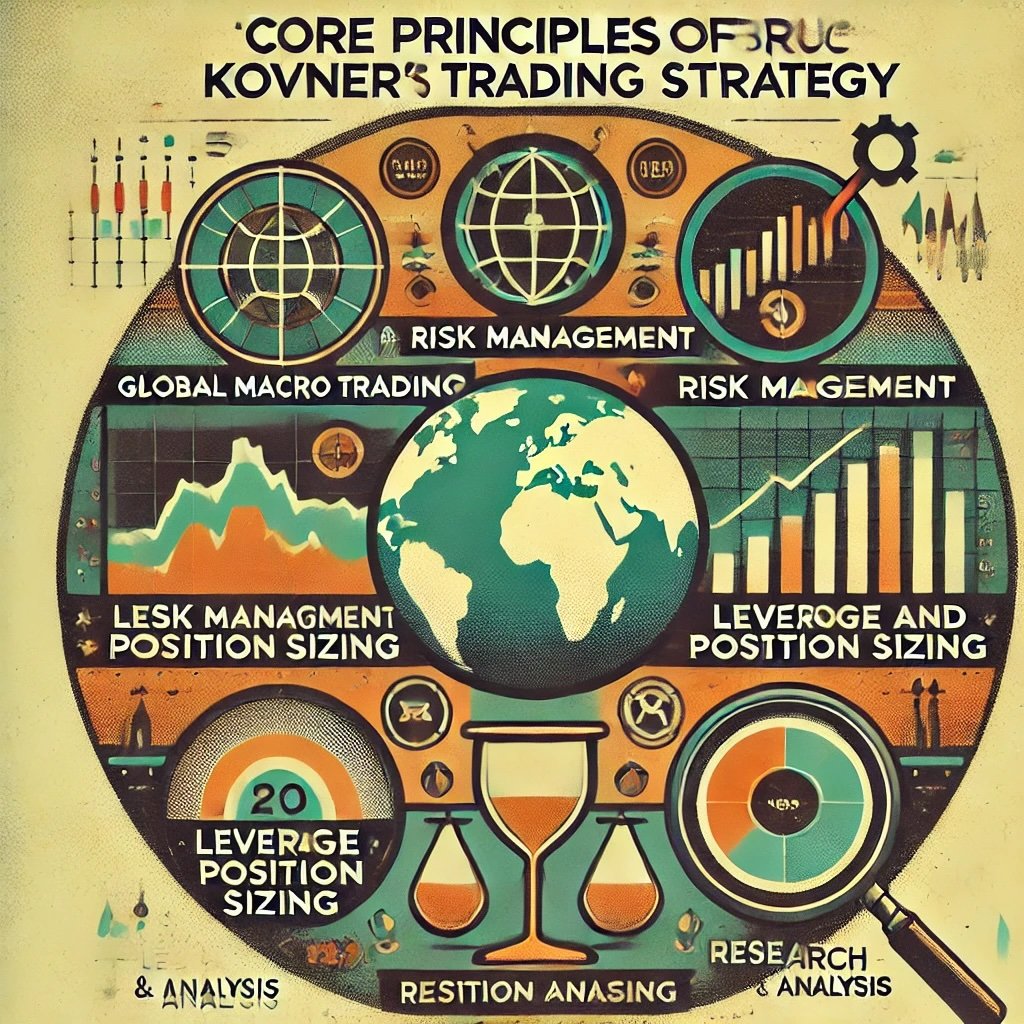 Core Principles of Bruce Kovner’s Trading Strategy like Global Macro Trading, Risk Management, Leverage and Position Sizing, and Research and Analysis