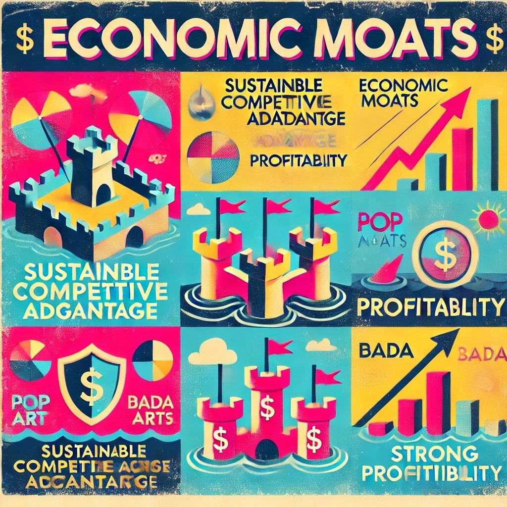 Economic Moats highlights key concepts like sustainable competitive advantage and profitability captures the essence of Buffett’s concept of economic moats