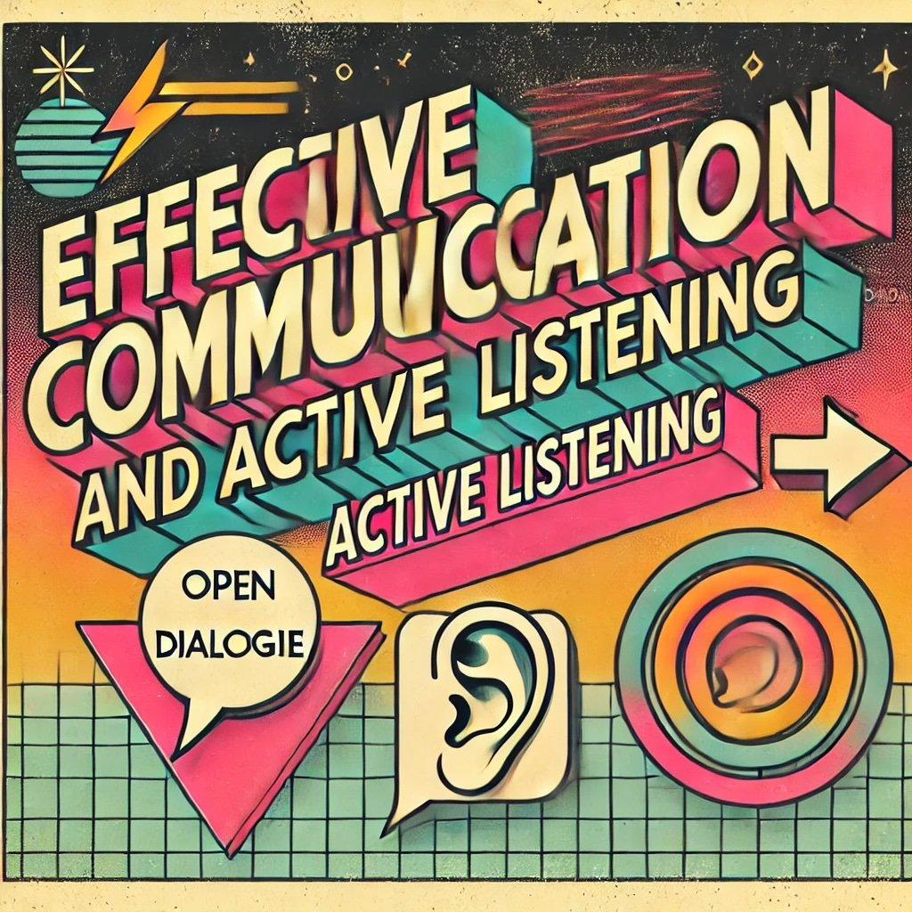 Effective Communication and Active Listening icons like a speech bubble for open dialogue an ear for active listening honest direct communication in building strong relationships