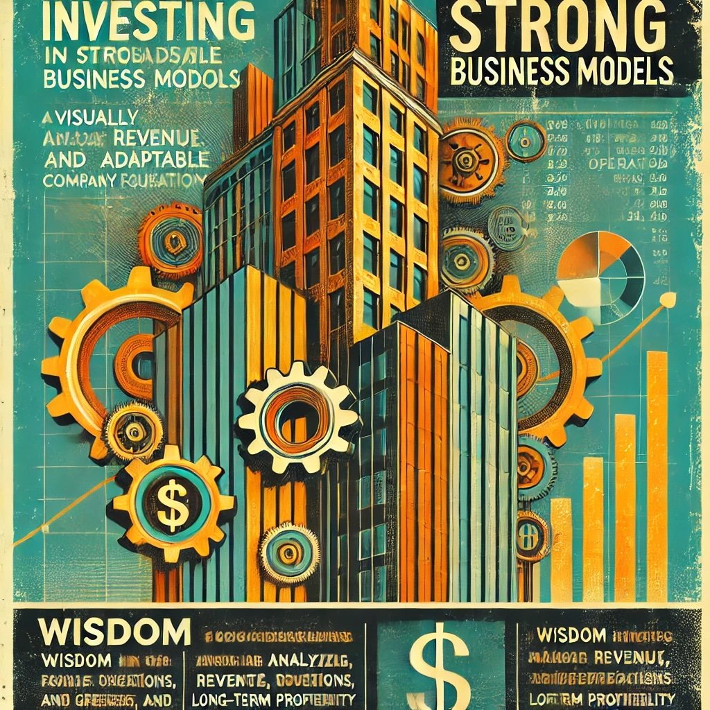 emphasizing concept of investing in strong business models showcases a resilient foundation integrated financial elements, capturing essence of strategic long-term business analysis