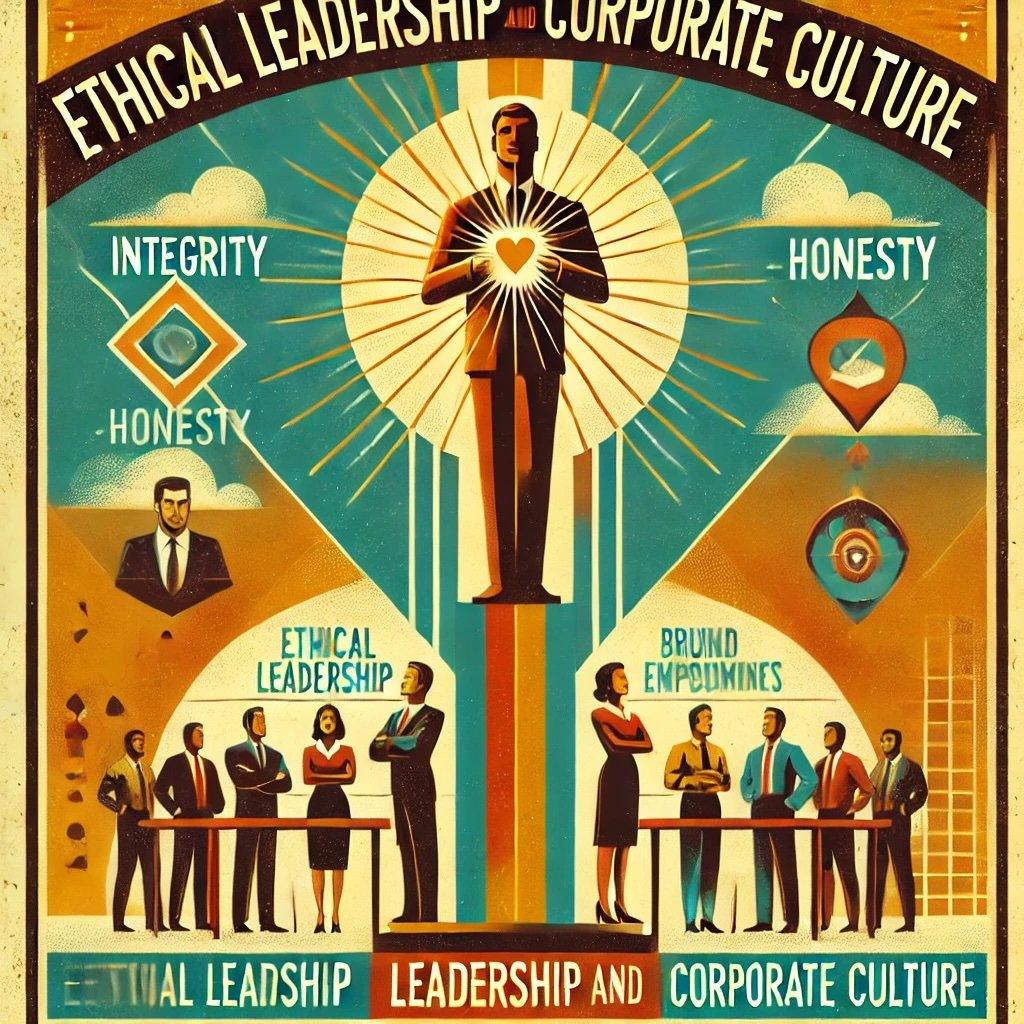 Ethical Leadership and Corporate Culture emphasizing the values of integrity, honesty, and collaboration in a vibrant and inclusive workplace environment