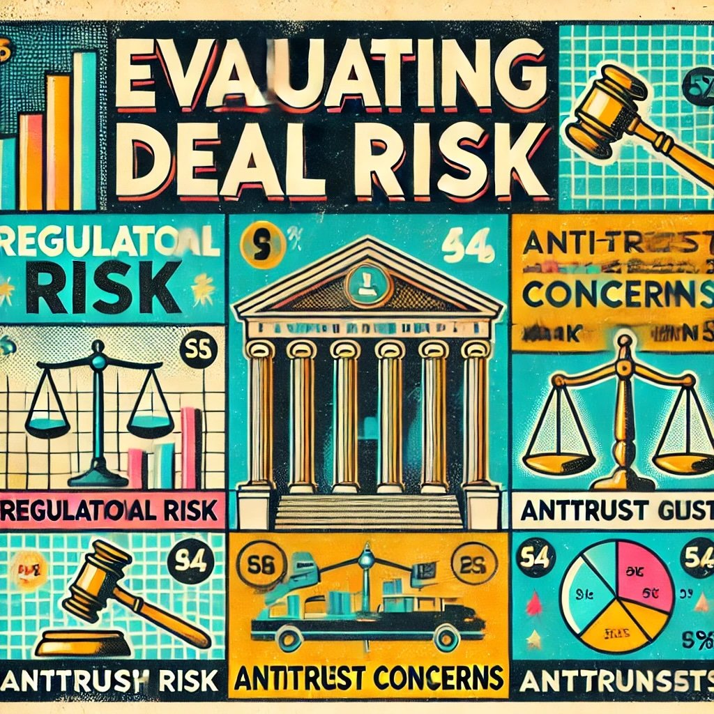 Evaluating Deal Risk creatively illustrates key risk factors such as regulatory and antitrust concerns