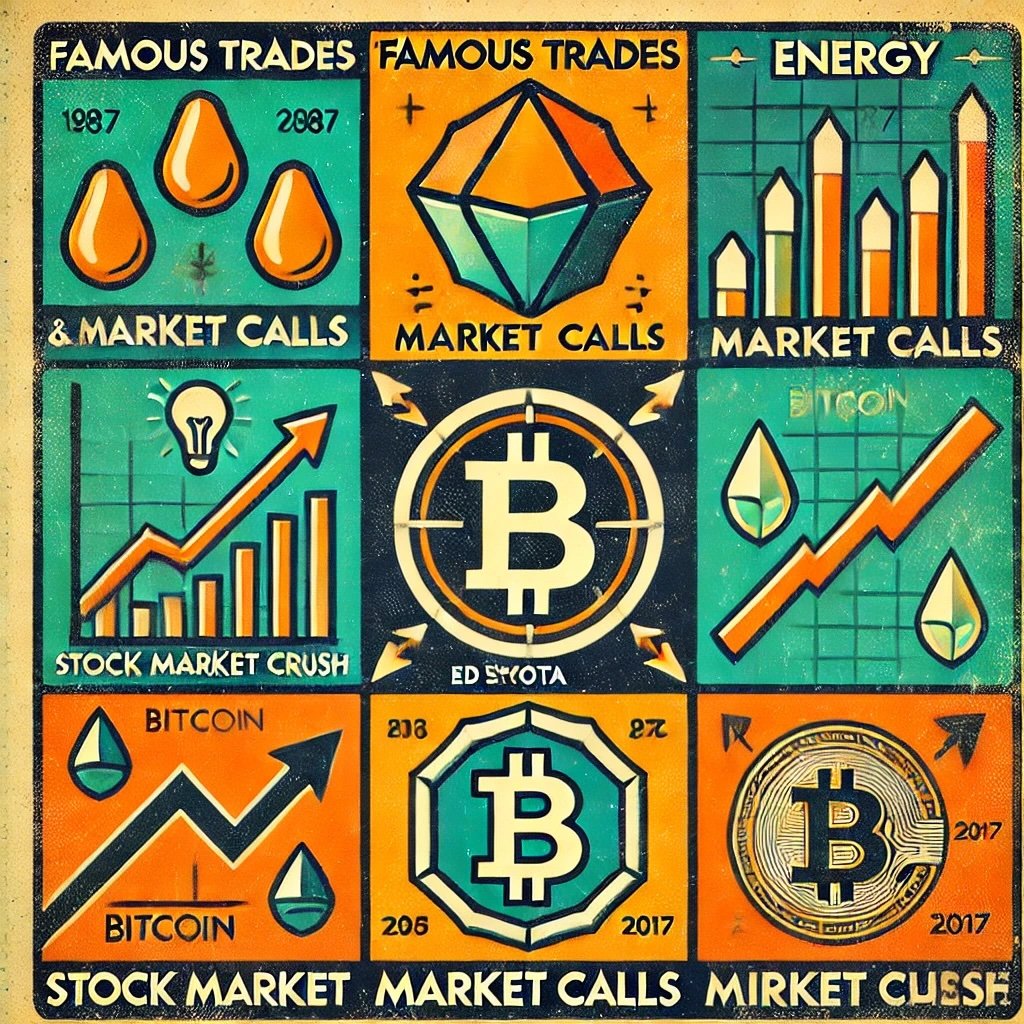 Famous Trades and Market Calls by Ed Seykota, featuring key trades Commodity Boom of the 1980s, the 1987 Stock Market Crash and Bitcoin Surge of 2017