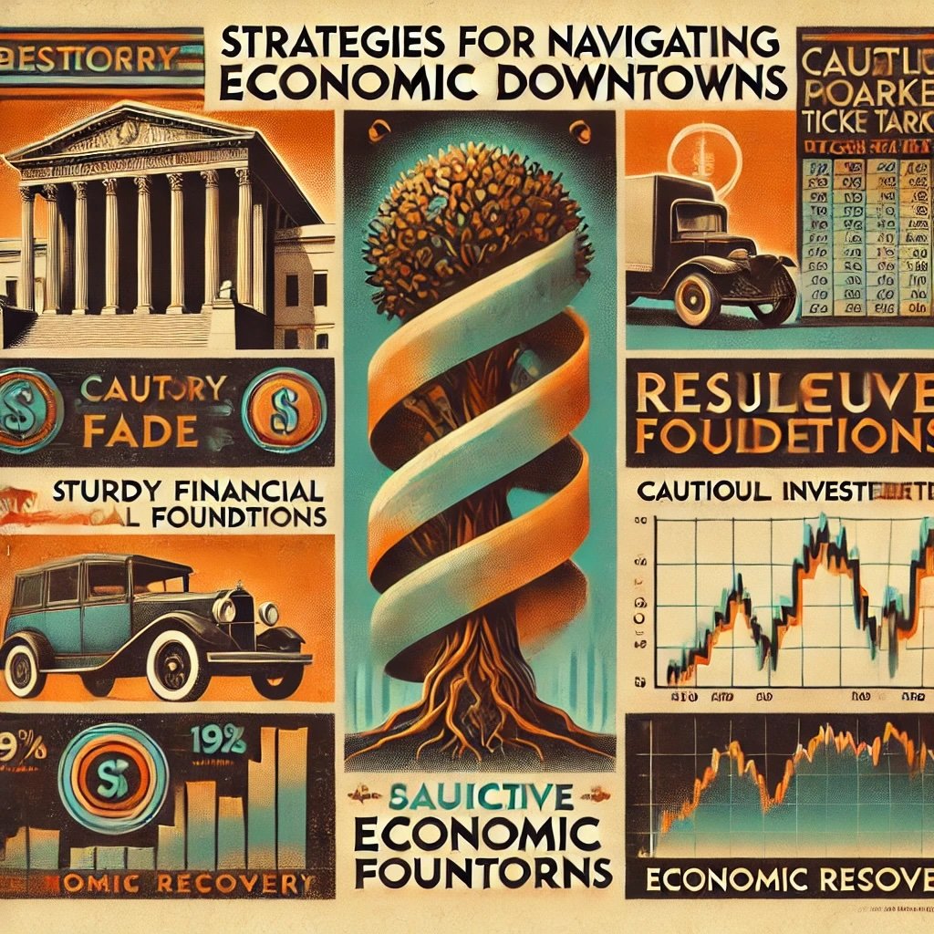 highlighting strategies for navigating economic downturns, inspired by historical lessons and resilient investment practices