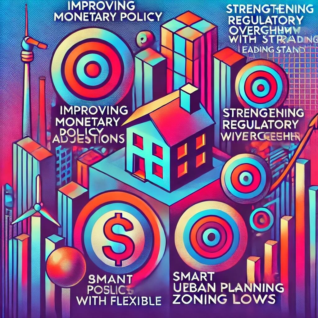 housing market stability, including improving monetary policy, strengthening regulatory oversight, balancing fiscal policies, and smart urban planning