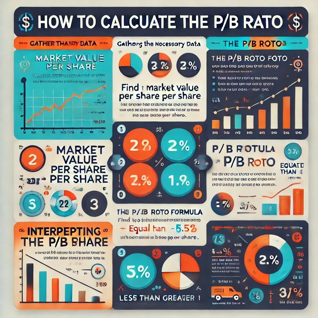 How to Calculate the P/B Ratio." It explains the steps for gathering the necessary data, the formula for calculating the P/B ratio, and how to interpret the results