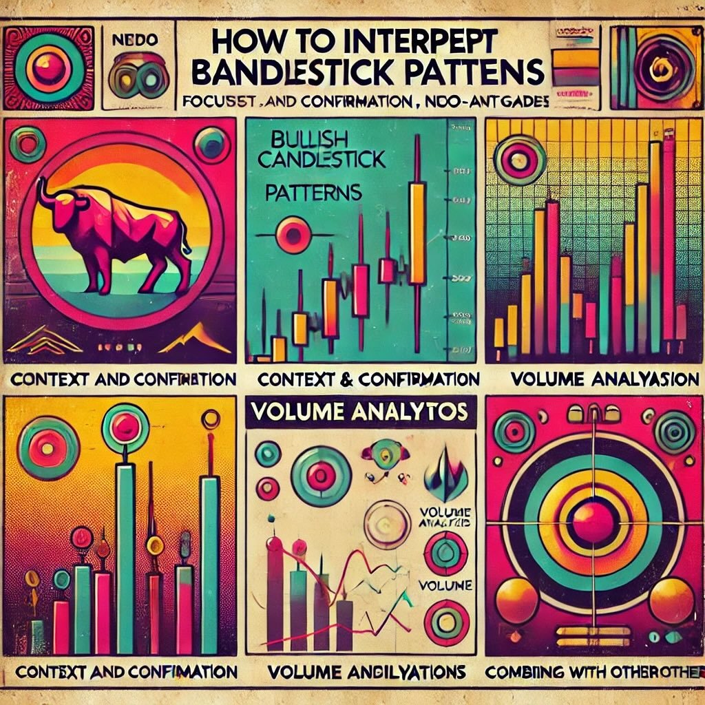 how to interpret bullish candlestick patterns, focusing on Context and Confirmation, Volume Analysis, and Combining with Other Indicators