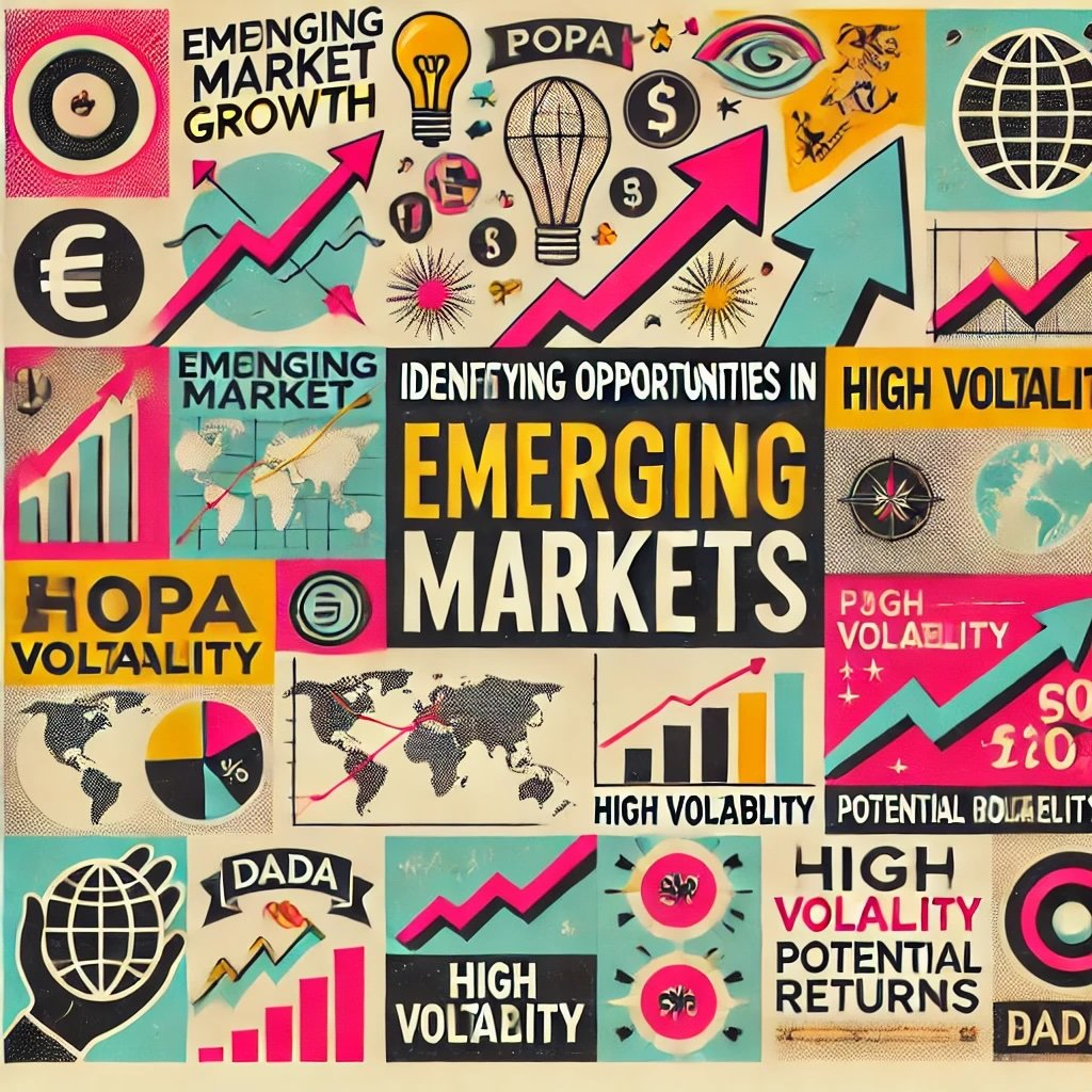 Identifying Opportunities in Emerging Markets captures key concepts like emerging market growth, high volatility, and potential returns