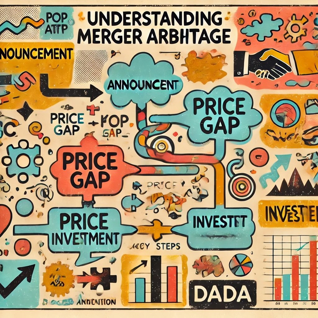 illustrates the concept of merger arbitrage highlights the key stages of this investment strategy from the initial announcement of a merger, through the price gap where a target company's stock rises but doesn't reach the full acquisition price