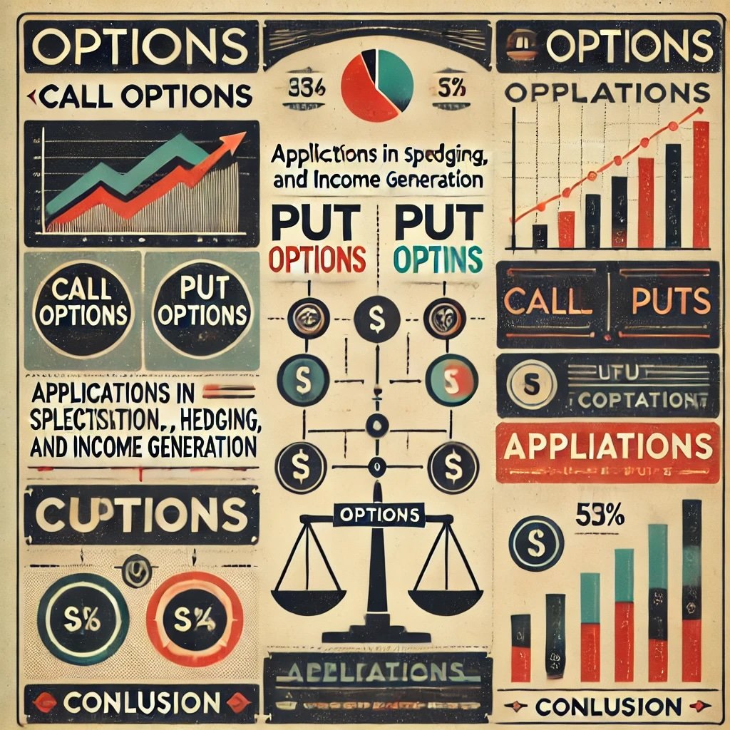 infographic illustrating the structure of the guide on options trading, featuring distinct sections and icons for clarity