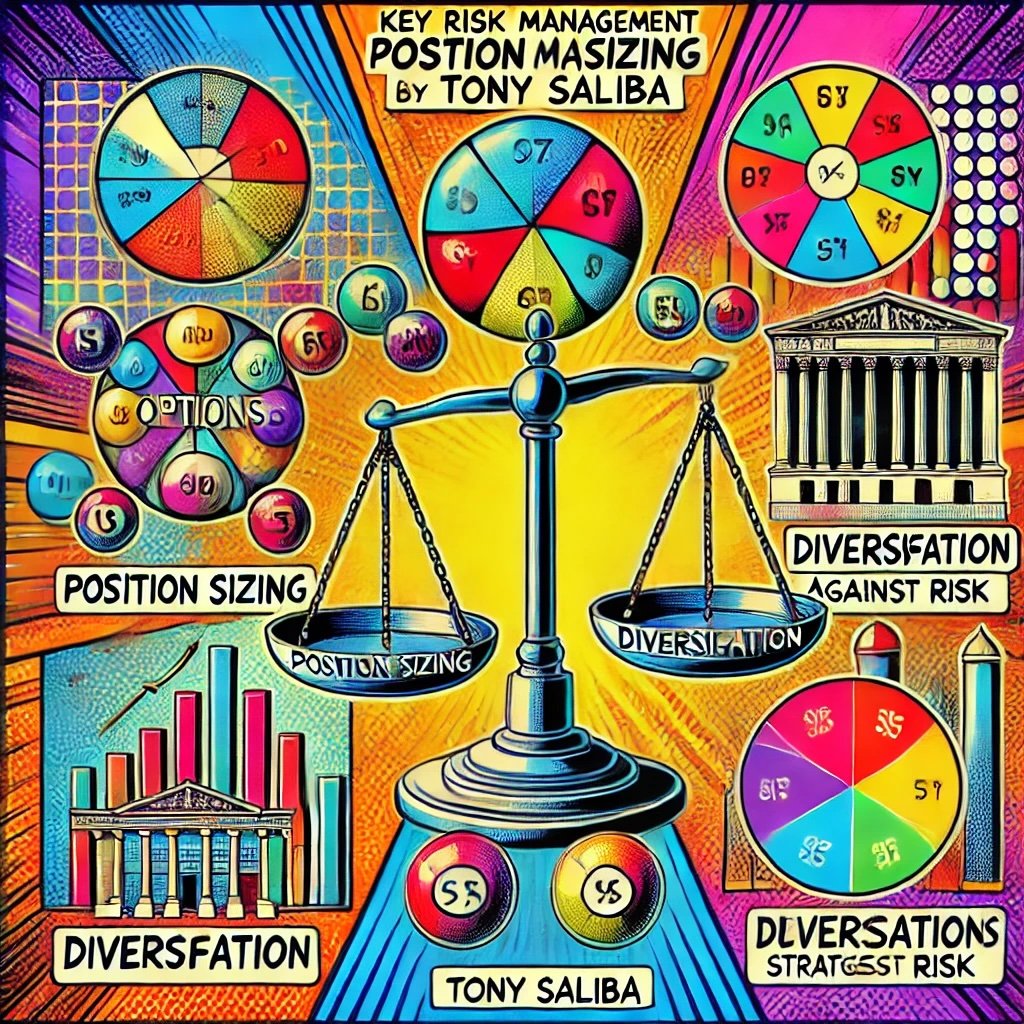 key risk management techniques used by Tony Saliba in options trading, including concepts like position sizing, diversification, and hedging strategies