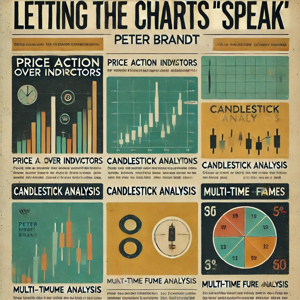 Letting the Charts 'Speak, showcasing Peter Brandt's focus on price action, candlestick analysis, and multi-time frame analysis