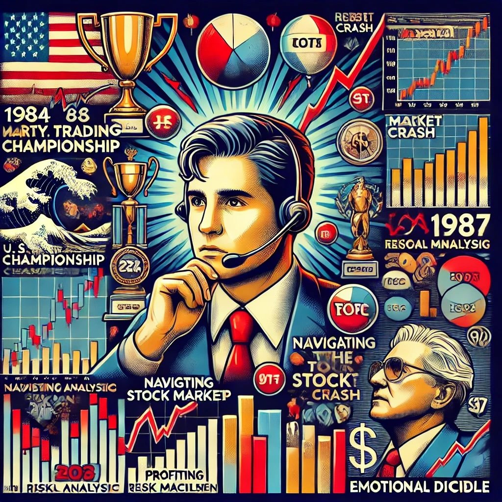 Marty Schwartz's famous trades and market calls, featuring key moments like the 1984 U.S. Trading Championship win, navigating the 1987 stock market crash