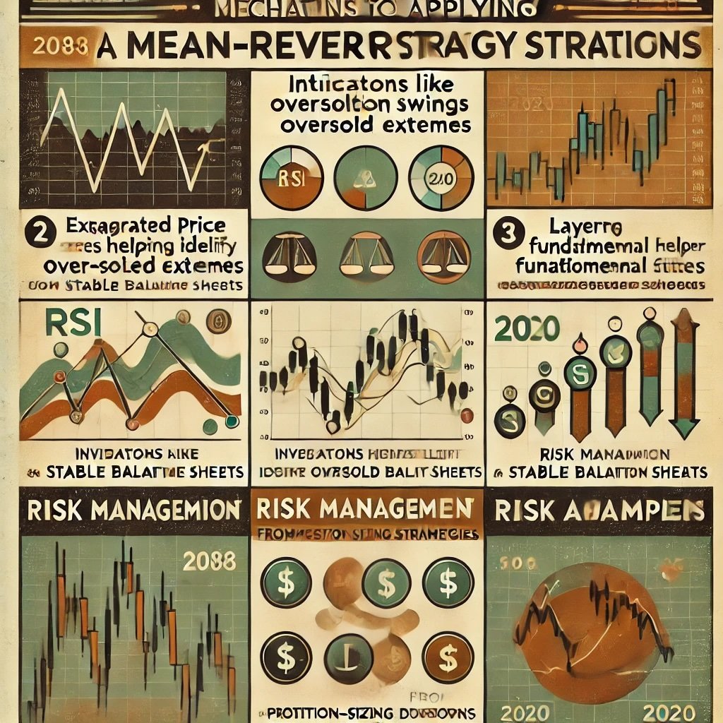 mechanics of applying a mean-reversion strategy in recessionary cycles with a retro vibe and vintage finance aesthetic