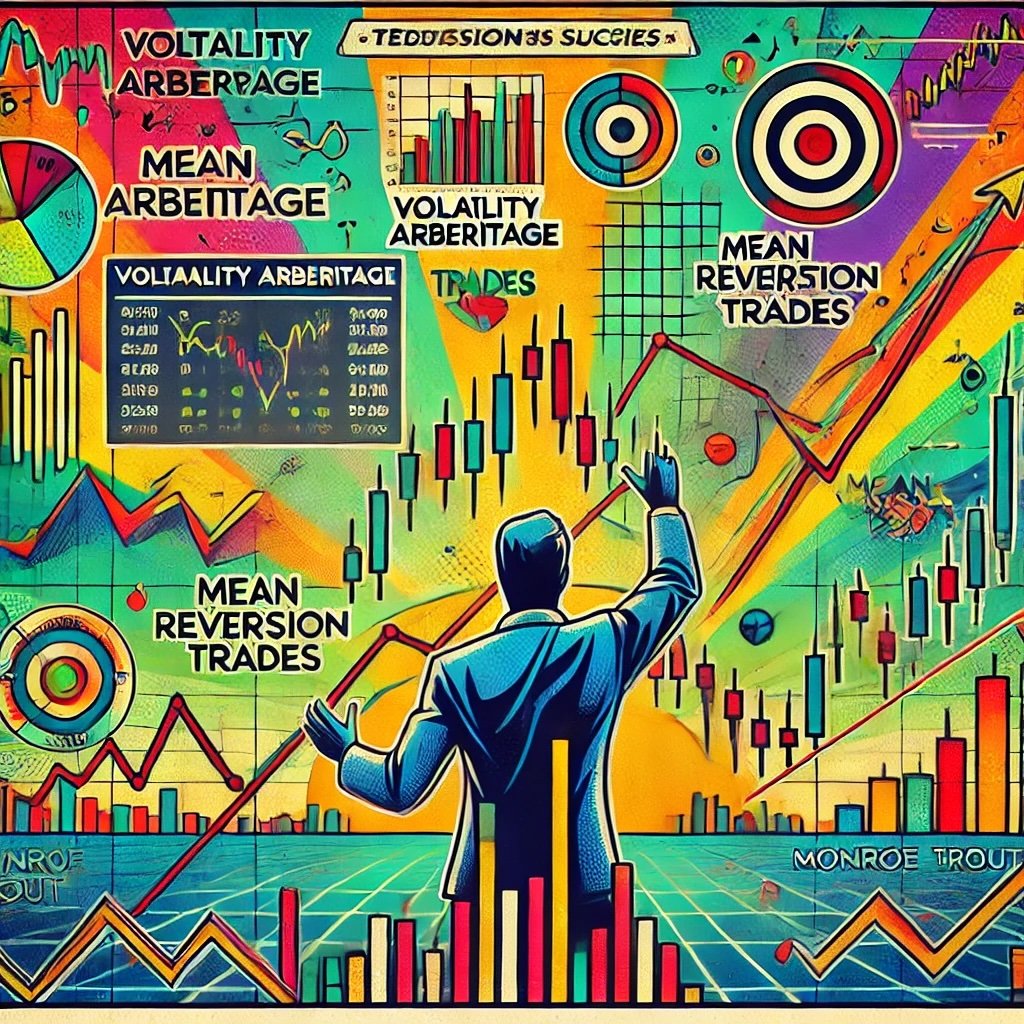 Monroe Trout's famous trades and market strategies like volatility arbitrage, mean reversion trades, and trend-following success 