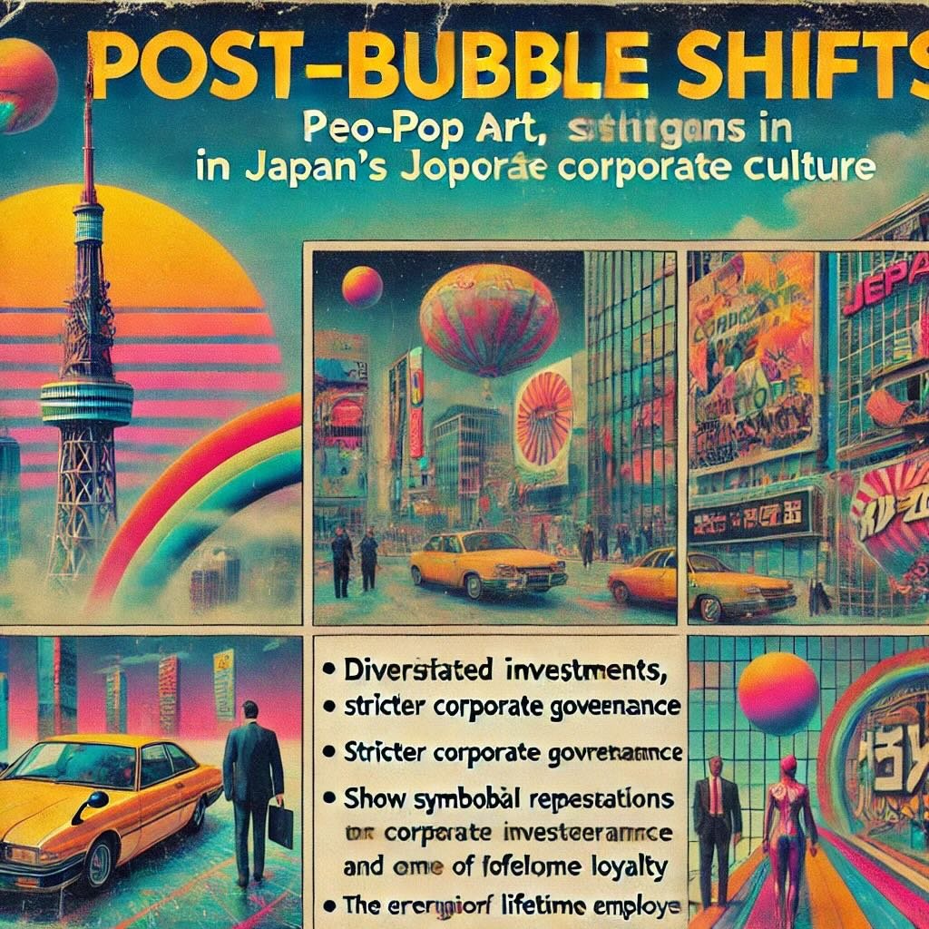 post-bubble shifts in Japan's corporate culture, focusing on changes in investment strategies, corporate governance, and employee loyalty