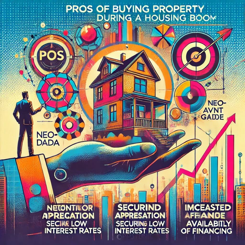 potential for quick appreciation, securing low interest rates, increased investment opportunities, and immediate availability of financing during a housing bubble 