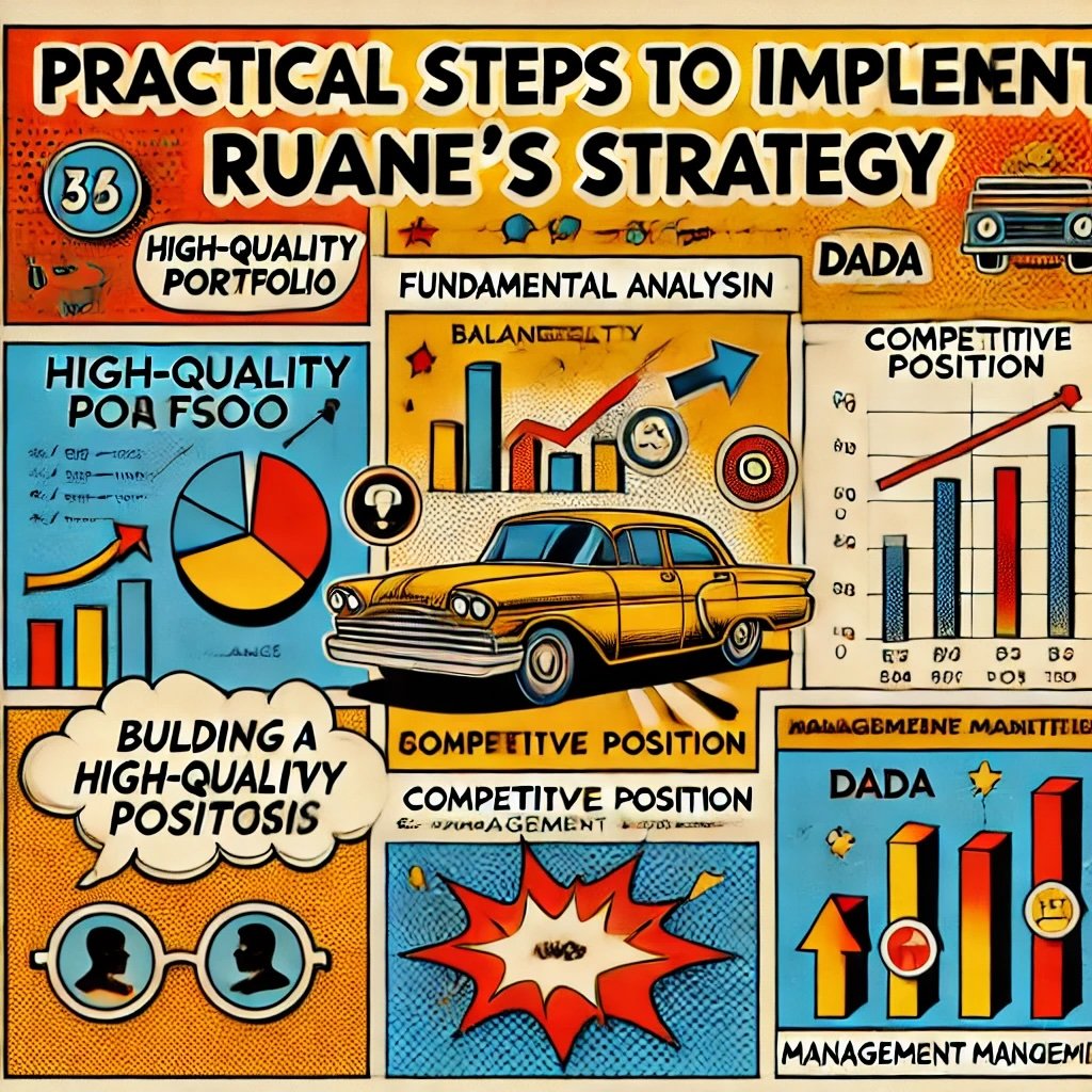 Practical Steps to Implement Ruane’s Strategy key concepts like building a high-quality portfolio, conducting fundamental analysis, assessing competitive position, and evaluating management