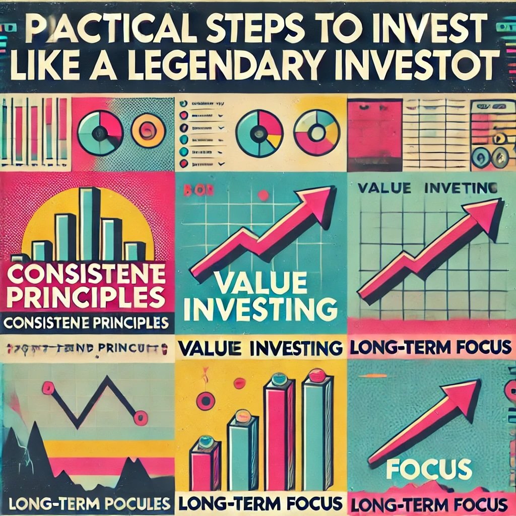 Practical Steps to Invest Like a Legendary Investor captures key concepts like consistent principles, value investing, and long-term focus