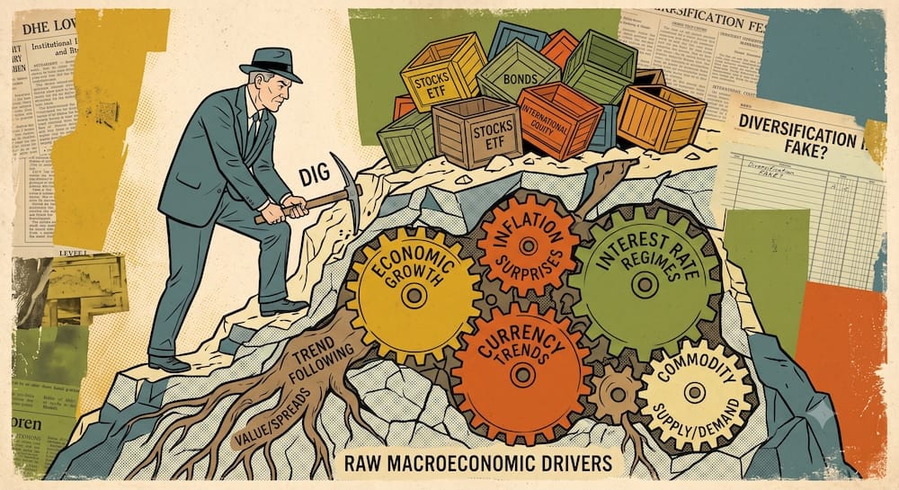 Enfoque radical de Ray Dalio: Superar las etiquetas de los fondos para equilibrar los factores de riesgo macroeconómico y conductual Un inversor decidido saca cajas de fondos de acciones y bonos para descubrir los engranajes mecánicos de los factores macro de crecimiento e inflación.
