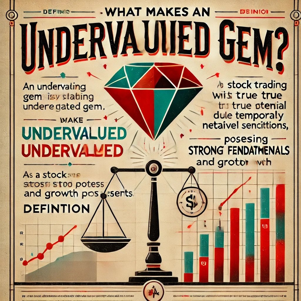 retro-styled infographic illustrating What Makes an Undervalued Gem? with a nostalgic financial theme