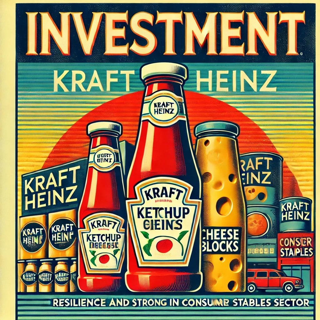 retro-themed illustration highlighting the essence of Kraft Heinz's investment, crafted in a nostalgic