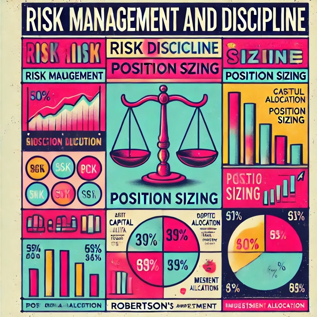 Risk Management and Discipline Position Sizing highlights key concepts like risk management, discipline, and careful capital allocation