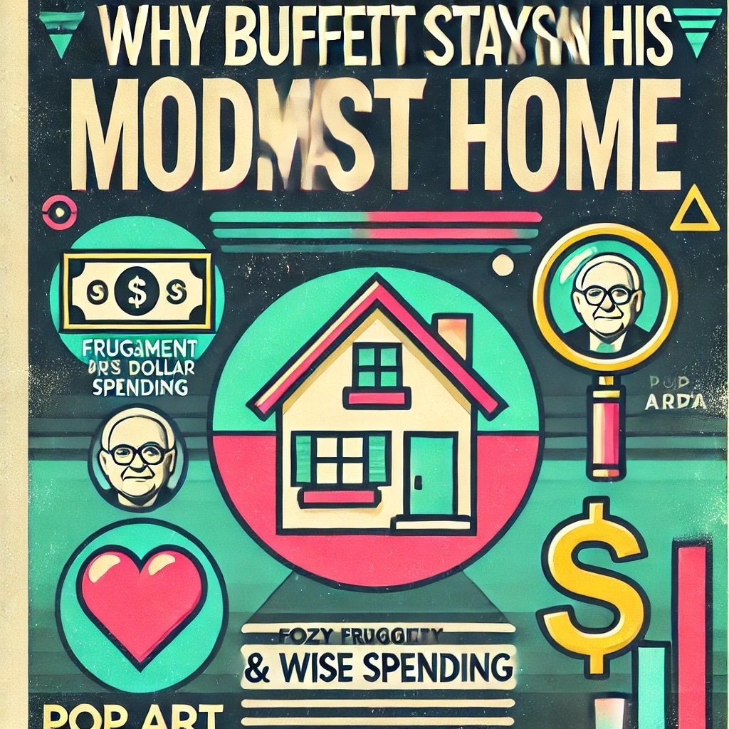 Summarizing Buffett's Reasons for Staying capture Buffett’s values of practicality, investment alignment, and authenticity in a nostalgic and meaningful visual style