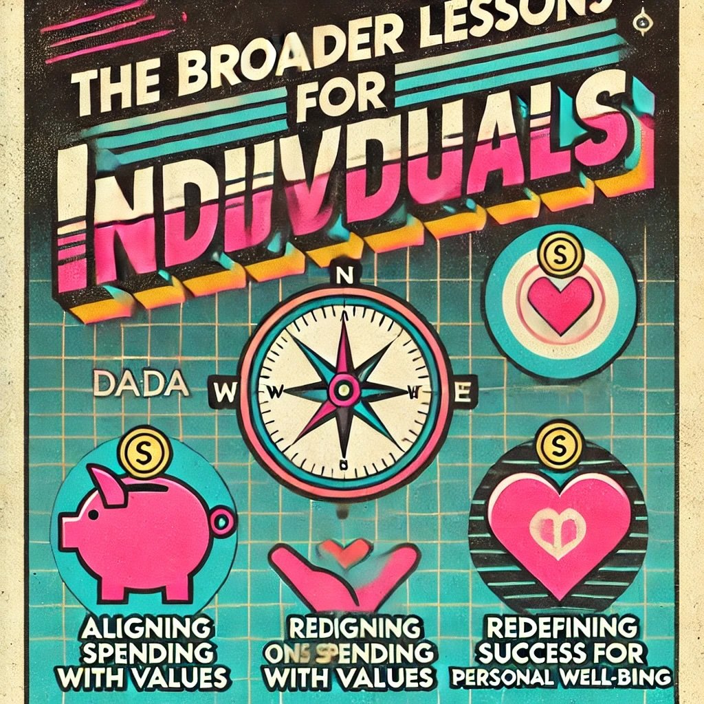 The Broader Lessons for Individuals emphasizing the importance of aligning spending with values and redefining success for personal well-being