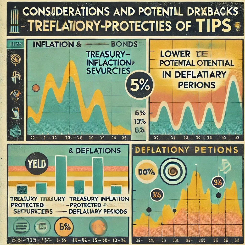 the concept of Treasury Inflation-Protected Securities (TIPS) with a focus on lower yield potential during deflationary periods