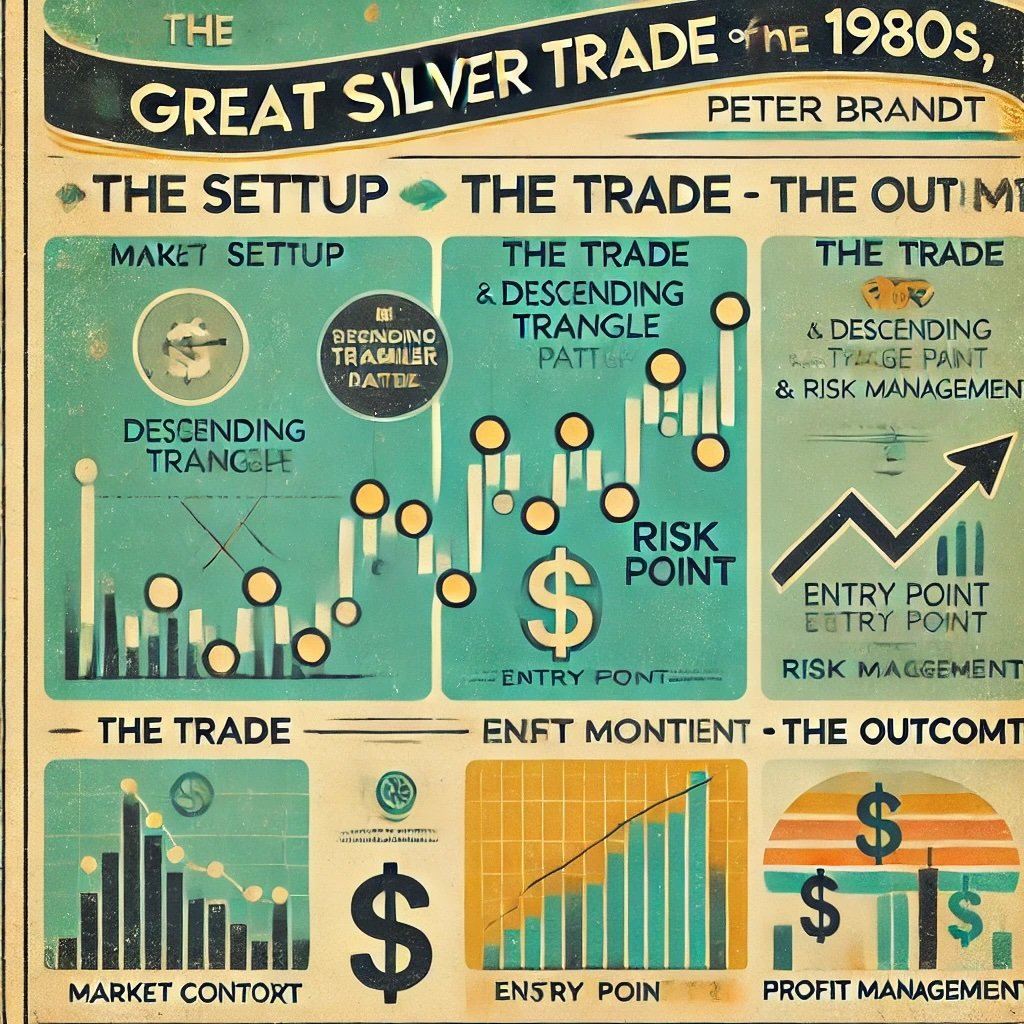 The Great Silver Trade of the 1980s highlighting Peter Brandt's setup, trade execution, and outcome