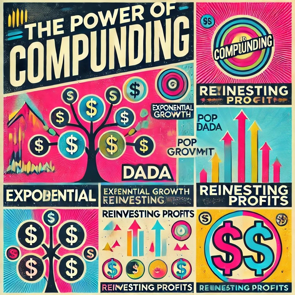 The Power of Compounding highlights key concepts like exponential growth and reinvesting profits