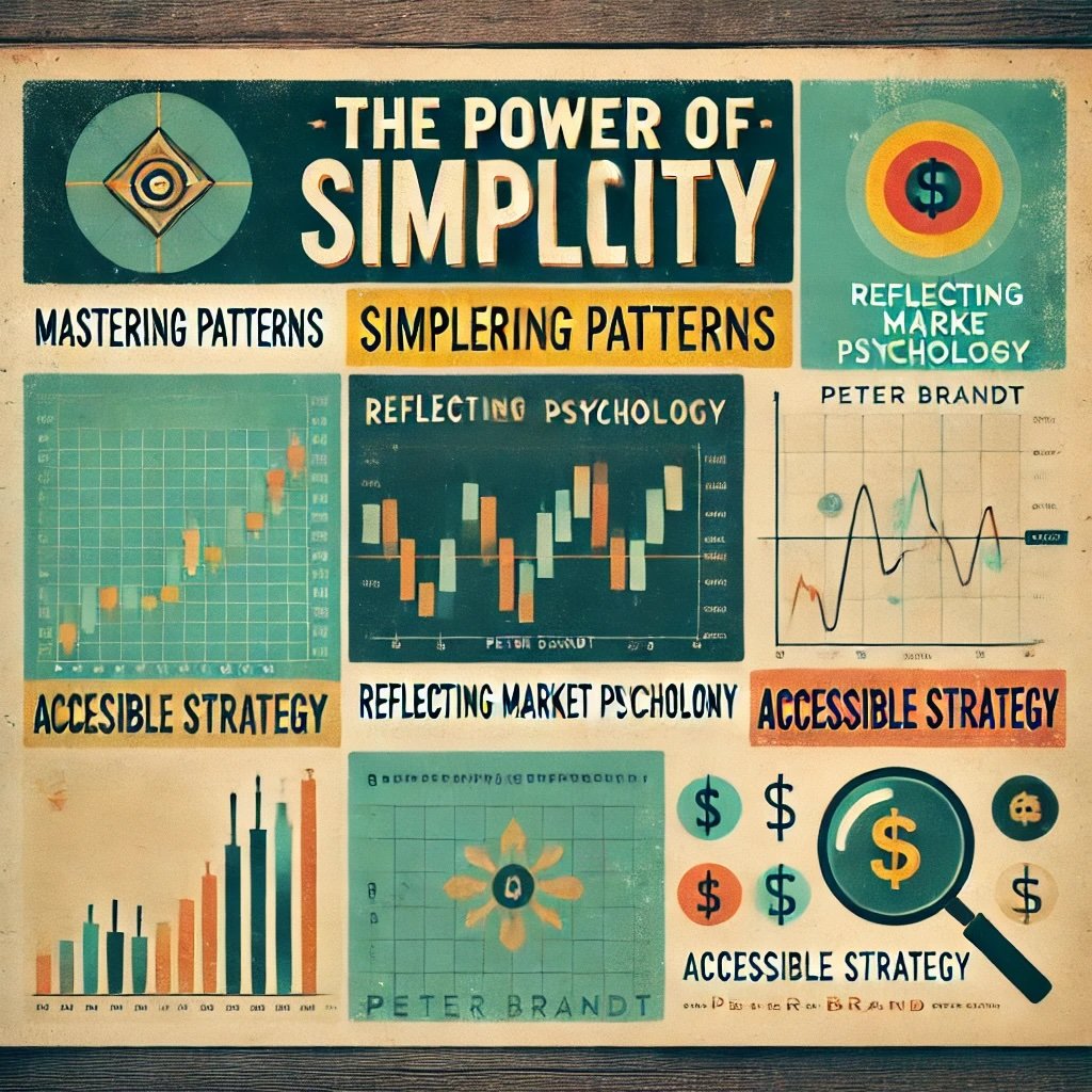 The Power of Simplicity illustrating Peter Brandt's emphasis on mastering patterns, reflecting market psychology, and keeping strategies accessible