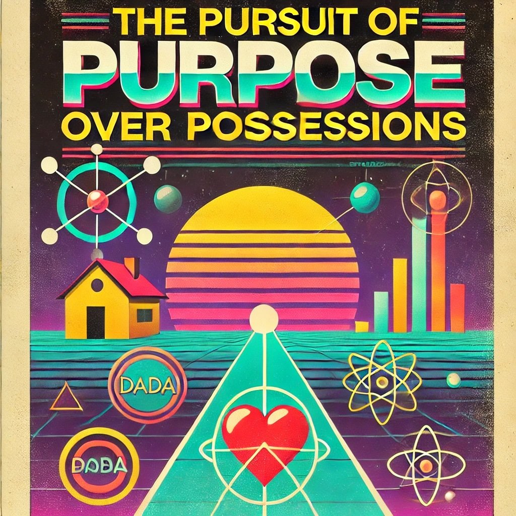 The Pursuit of Purpose Over Possessions highlighting symbols like a house for stability underscores the philosophy of valuing purpose and connections over material wealth