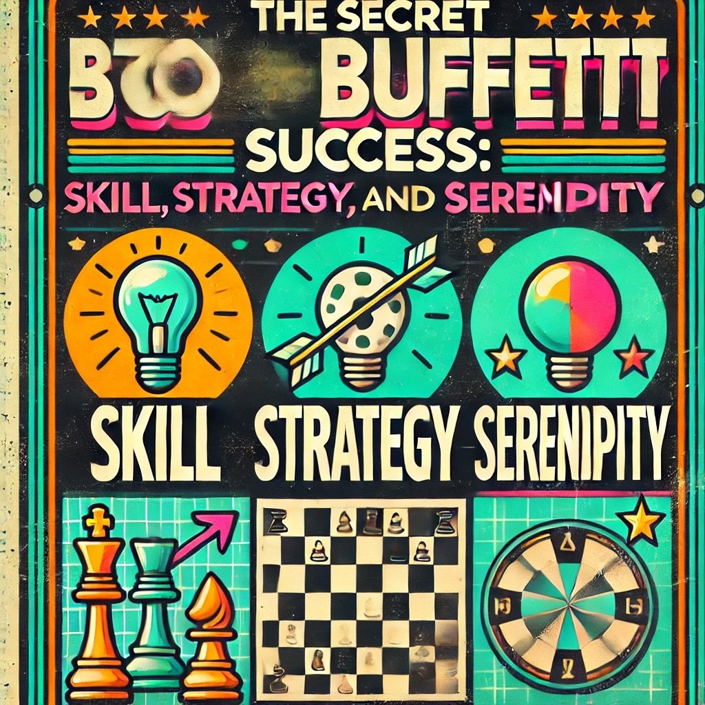 The Secret to Buffett's Success Skill, Strategy, and Serendipity emphasizing the blend of talent, planning, and luck in Buffett’s investment journey