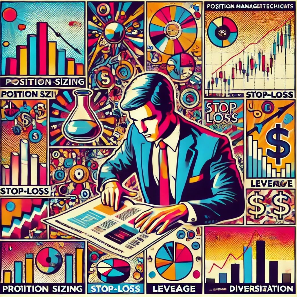 Tom Baldwin's risk management techniques in bond trading, capturing key concepts like position sizing, stop-loss orders, leverage, and diversification