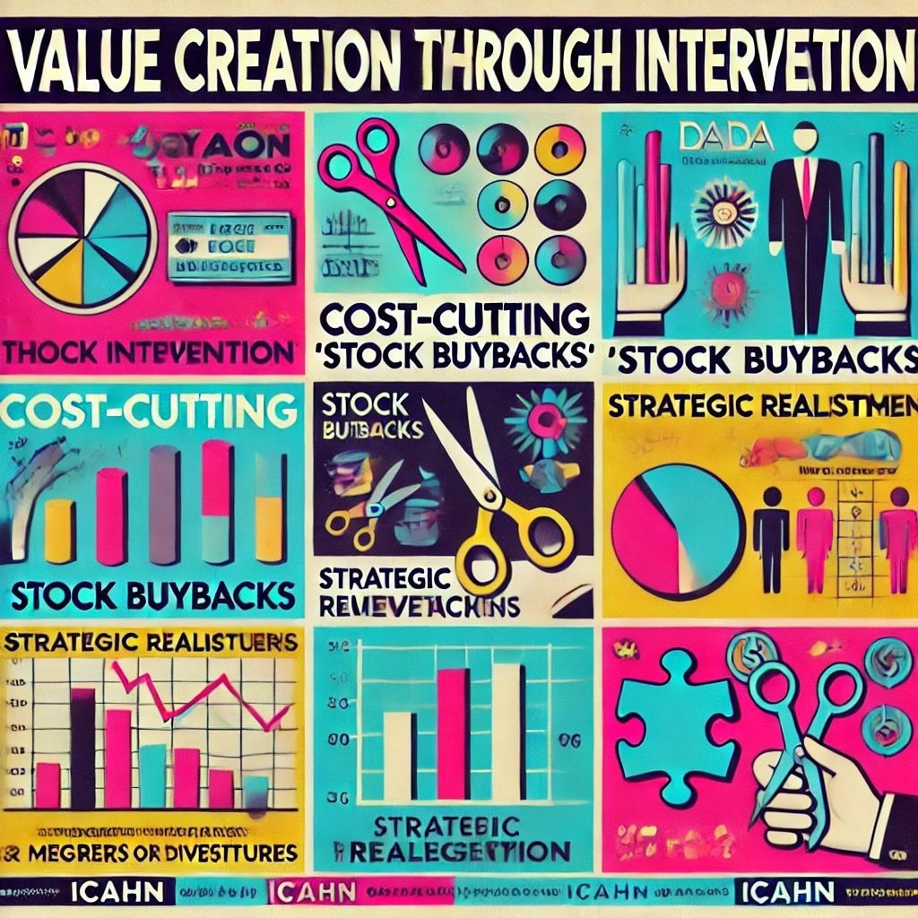 Value Creation Through Intervention captures key concepts like cost-cutting, stock buybacks, and strategic realignment