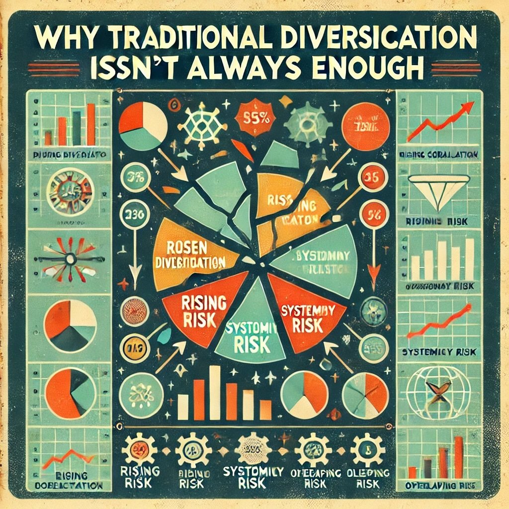 The concept "Why Traditional Diversification Isn’t Always Enough" illustrates the limitations of conventional investment strategies. It highlights challenges like rising correlations during crises, systemic risks impacting all sectors, and overlapping exposures within funds. This emphasizes the need for advanced strategies to mitigate risks in today’s fast-paced, interconnected financial markets.